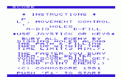 Alien title screen for Vic-20